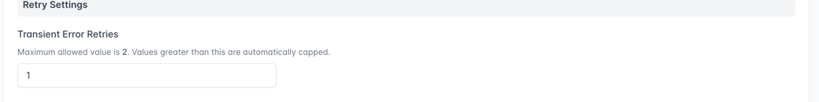 Retry Settings section of Migration Settings