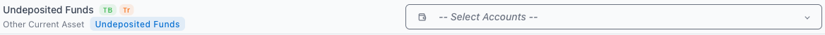 An account row carrying the Undeposited Funds subtype badge beneath the account type