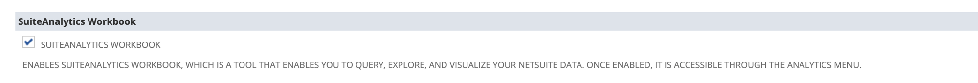 Enable SuiteAnalytics Workbook feature
